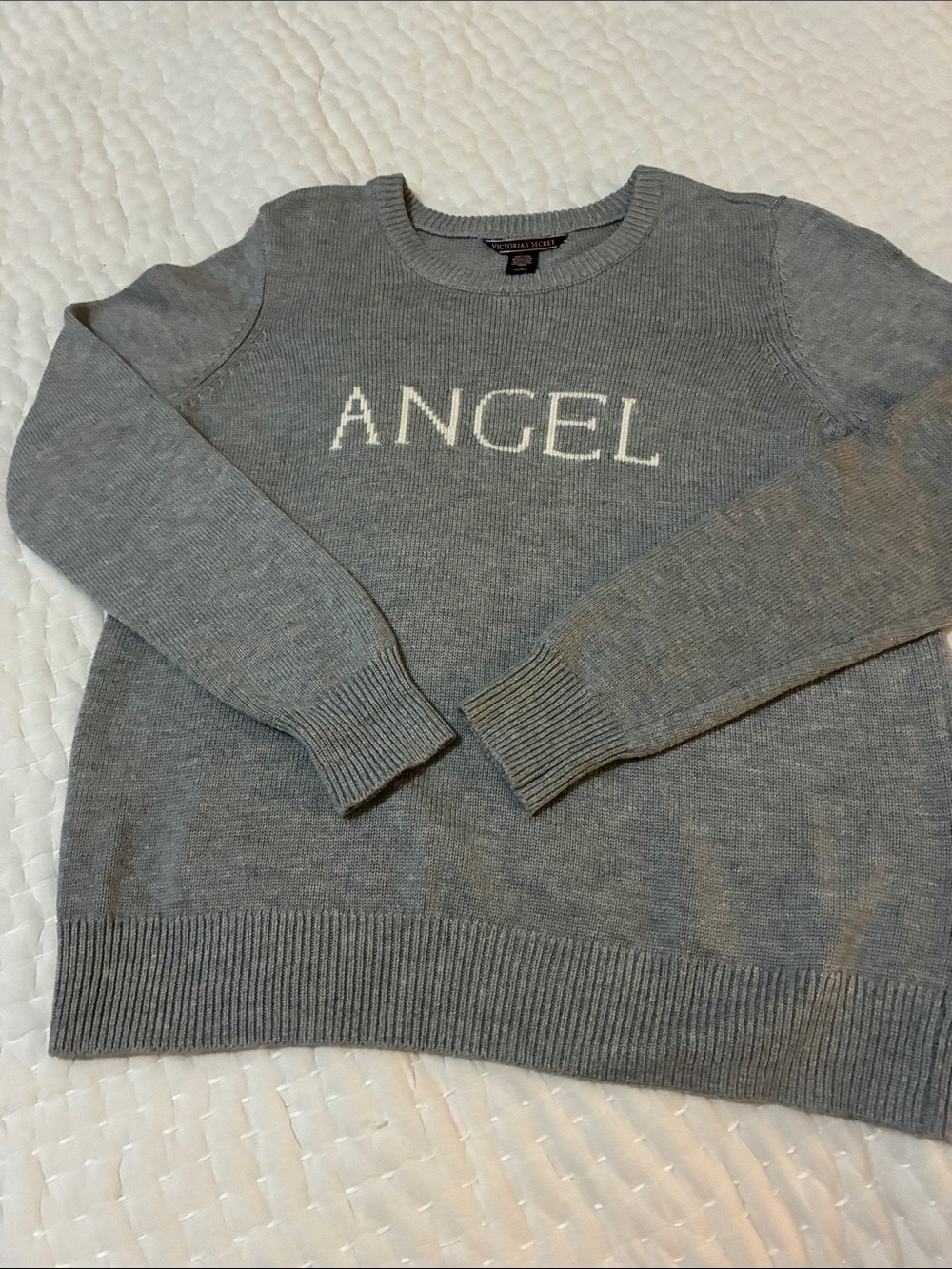 Victoria's Secret Gray 'ANGEL' Crewneck Sweater